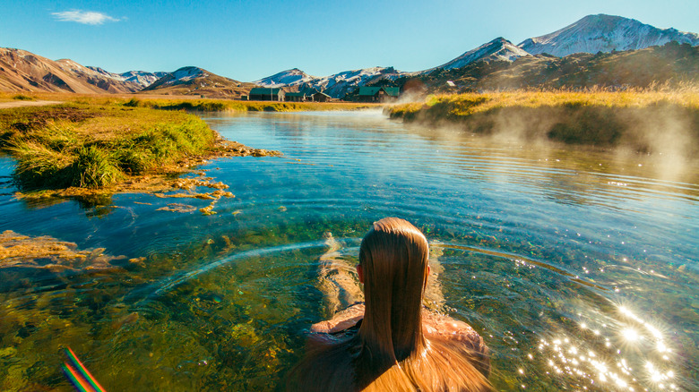 Woman in hot spring