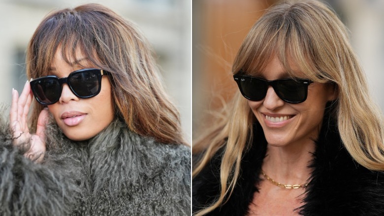 Guests at Paris Fashion Week with long bangs