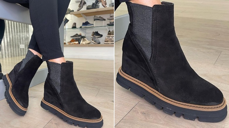 Suede wedge boots