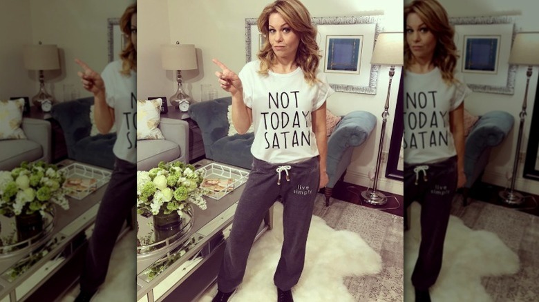 Candace Cameron Bure in a "Not Today Satan" T-shirt