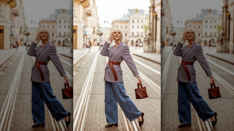 baggy jeans and oversized blazer