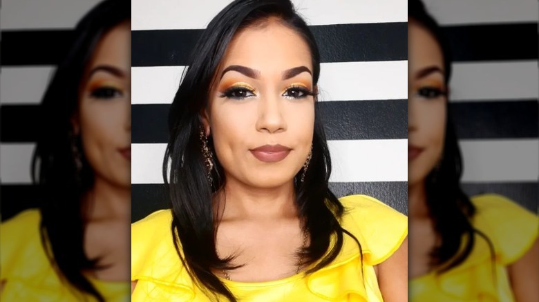 Woman wearing silver glitter