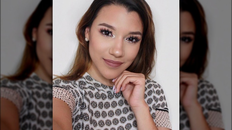 Woman wearing silver glitter