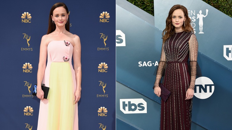Alexis Bledel in a pink and yellow dress Alexis Bledel in an embellished dress
