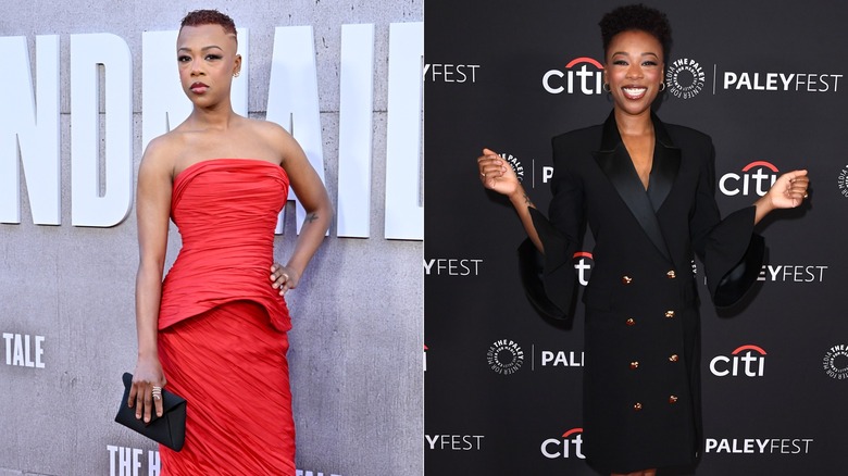 Samira Wiley in a red strapless gown Samira Wiley in a black dress