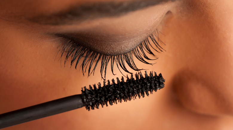 mascara on eyelashes closeup