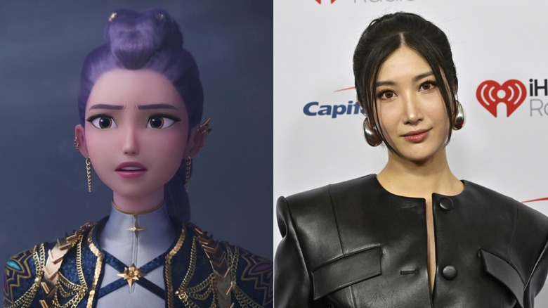 Rumi in "KPop Demon Hunters" and Ejae wearing a black outfit