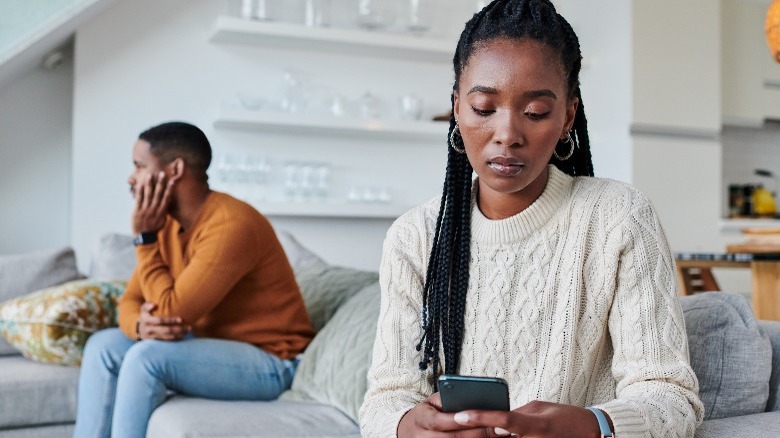Couple giving silent treatment