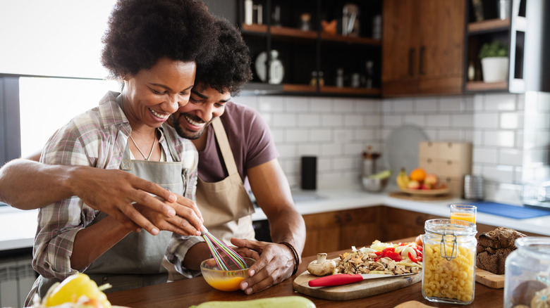 Couple cooking in the kitchen