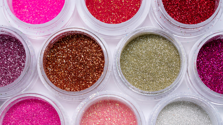 Various colors of glitter eyeshadows