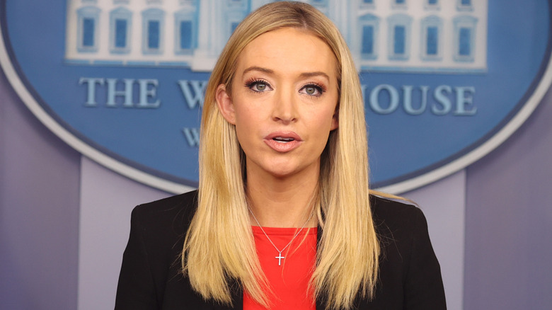 Kayleigh McEnany at the White House wearing more minimal eyeliner than usual