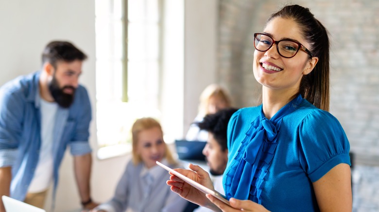 Woman leading a business meeting
