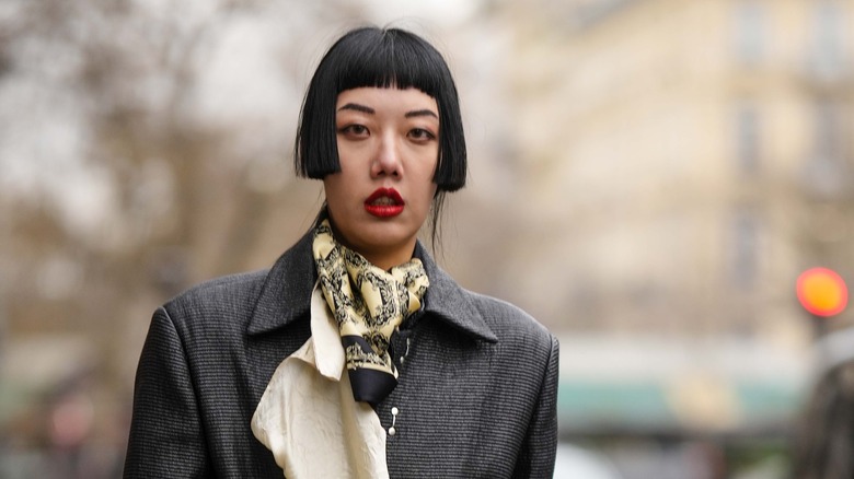 Woman with black micro-bob