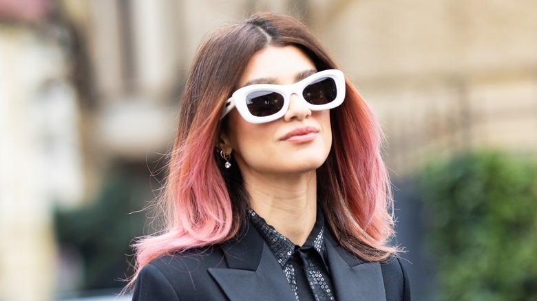 Brown and pink ombré hairstyle