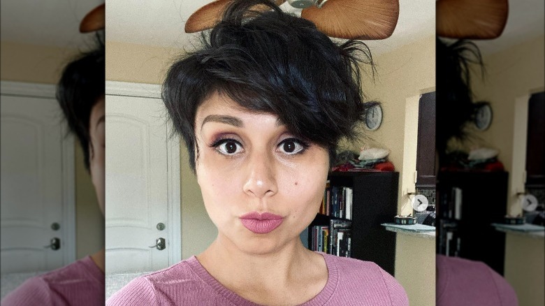 A woman with short hair