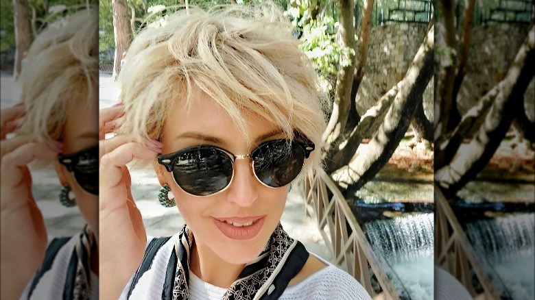 A woman with short hair