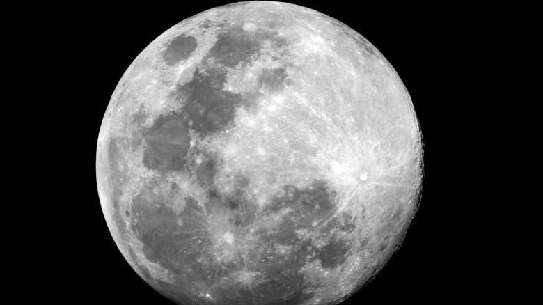 Waxing gibbous moon, dark sky