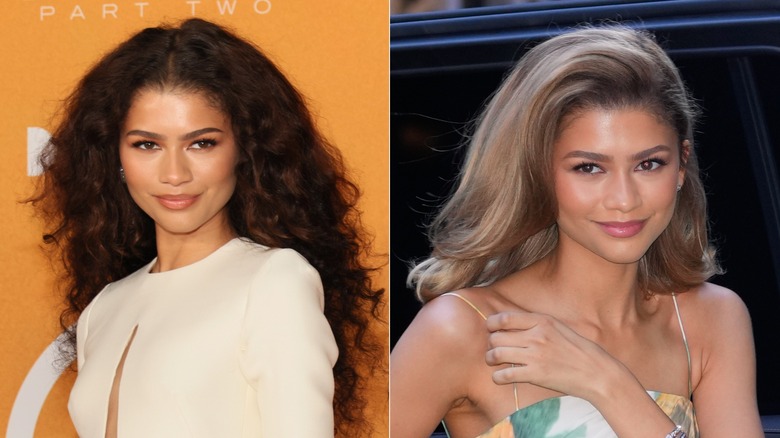 Zendaya long curly hair short blond hair