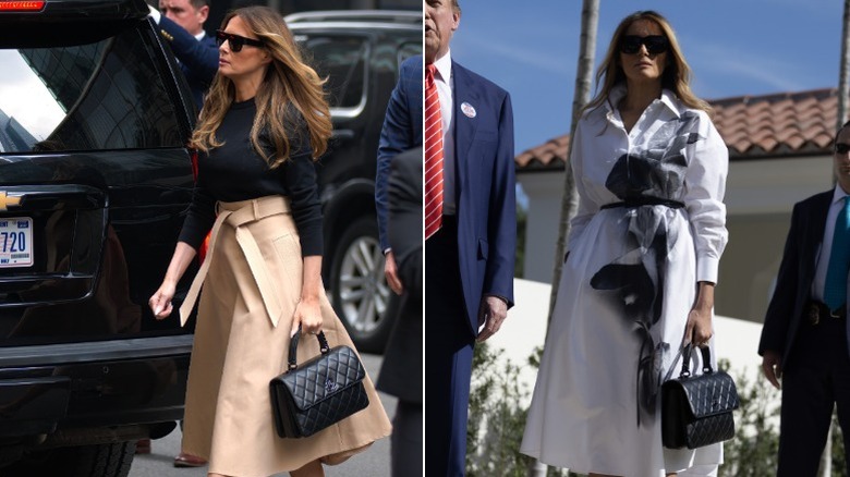 Melania Trump carries her Chanel jumbo Kelly bag