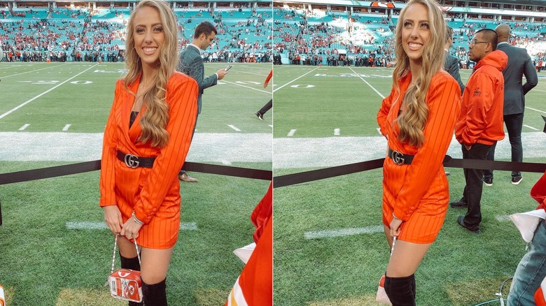 Brittany Mahomes' orange blazer dress