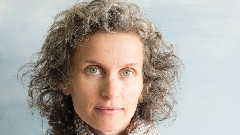 Green eyes gray hair