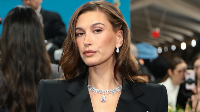 Hailey Bieber on the red carpet at the Met Gala