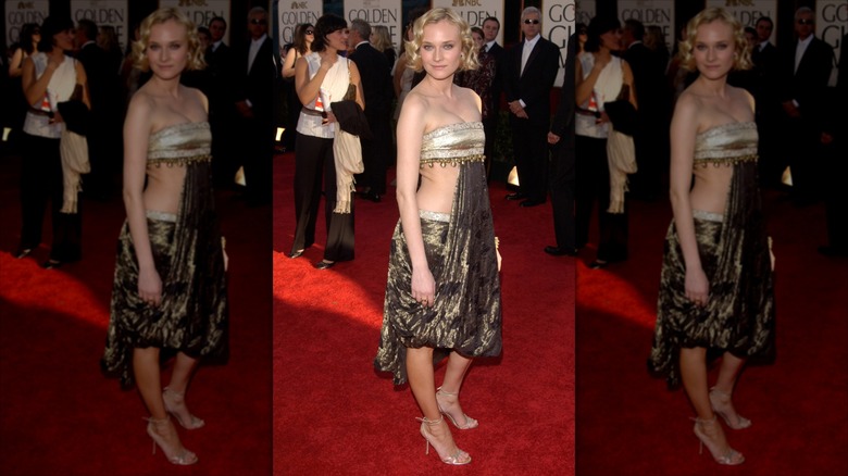 Diane Kruger stands on the 2005 Golden Globes red carpet