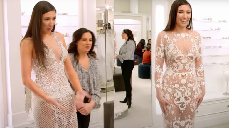 Bride Alexis tries on "naked" dresses