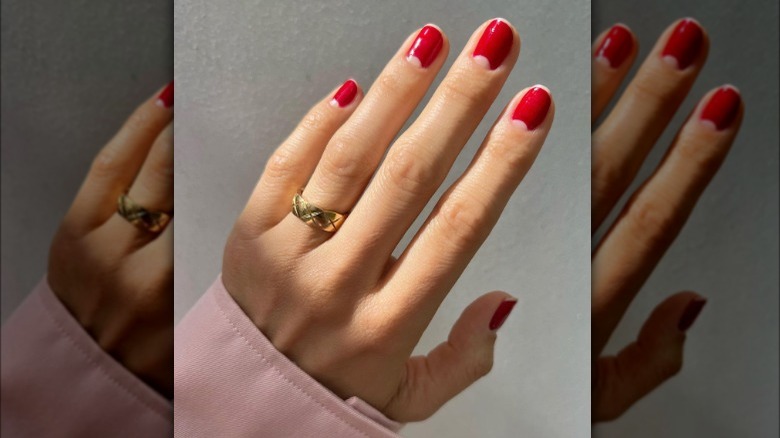 pink and red reverse french manicure