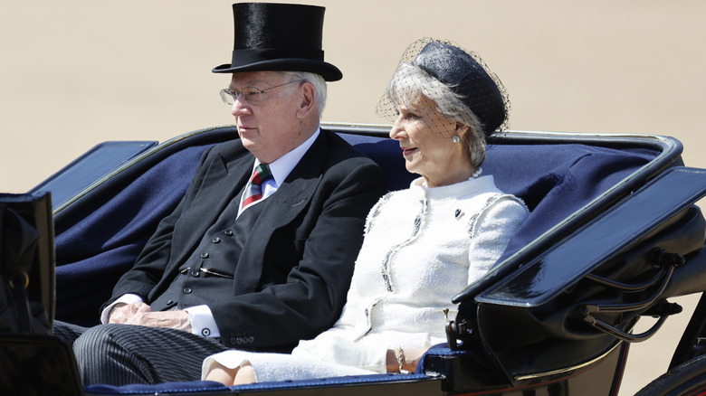 Birgitte, Duchess of Gloucester, at the 2025 Trooping the Color parade wearing an odd hat that was poorly styled