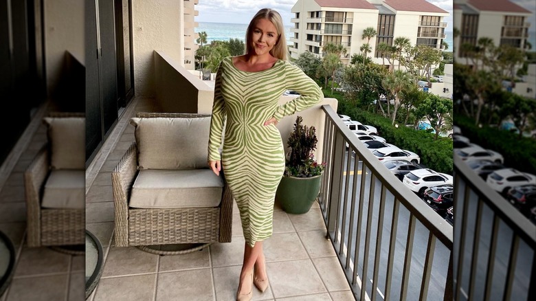 Karoline Leavitt in a zebra print dress