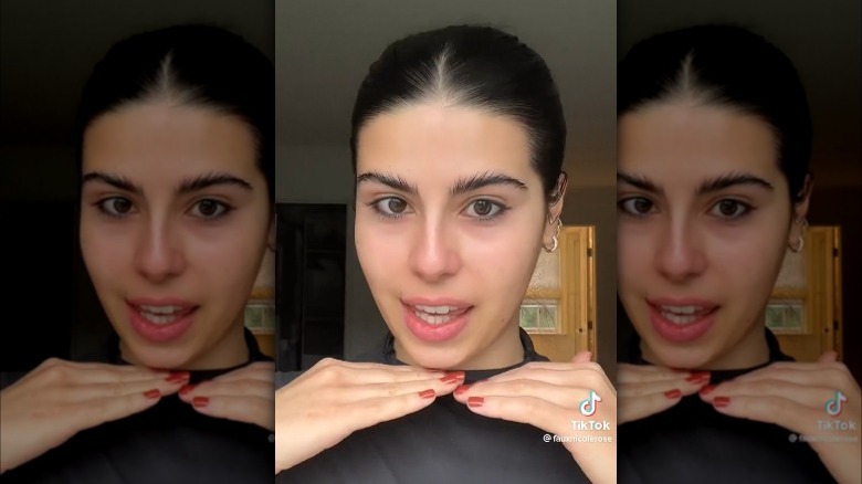 TikTok creator @fauxnicolerose doing hack 