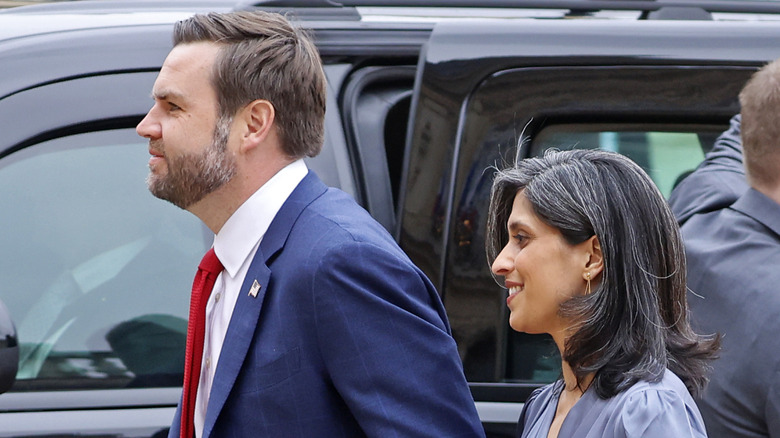 Usha Vance walking with J.D. Vance
