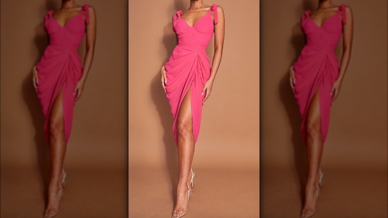 Pink draped dress