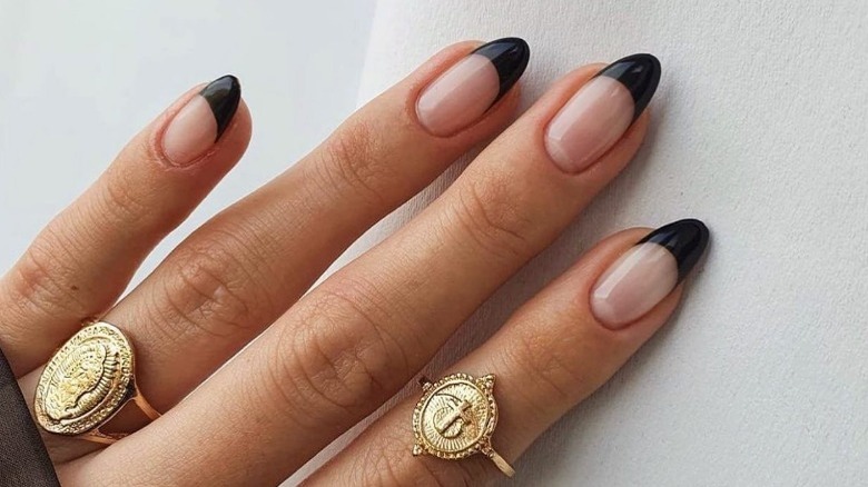 bold black french manicure