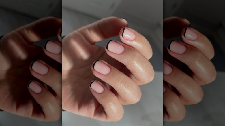 micro mini patent leather french manicure