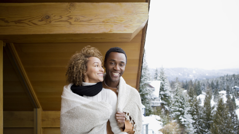 Happy couple in the mountains