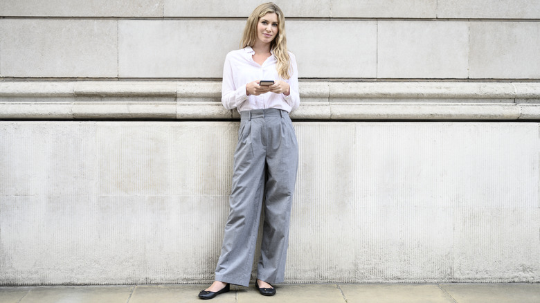 wide-legged dress pants