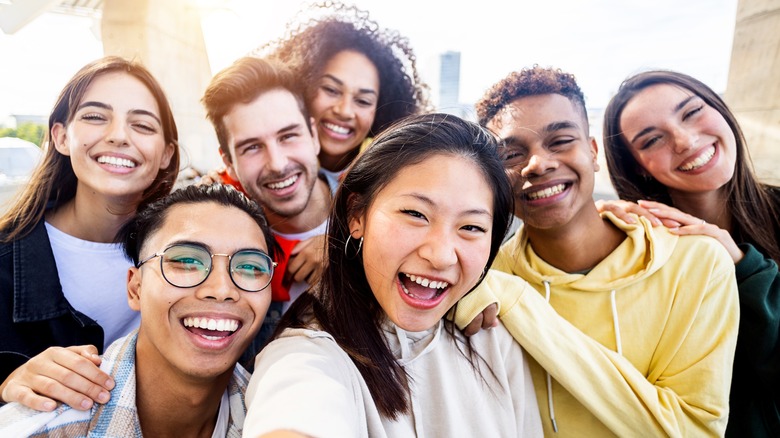 Group of friends taking selfie