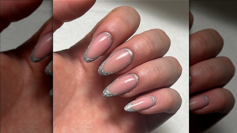 platinum French manicure and outline 