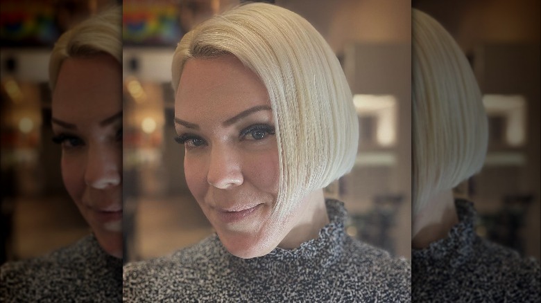 Woman with short power bob