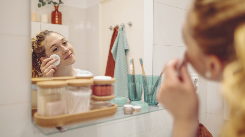 using cotton pad on face