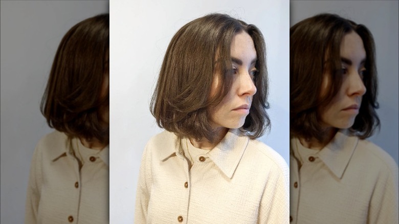 woman with Italian bob hair