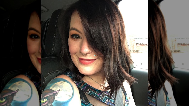 brown bob in side part