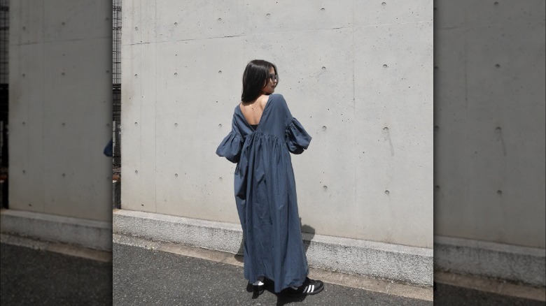 Sambas and maxi dress outfit