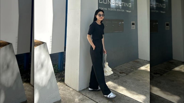 Sambas with tailored black trousers