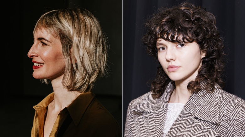 A woman with a layered bob and a woman with a shag haircut.