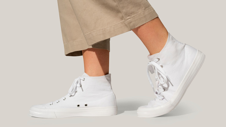 white high-top sneakers