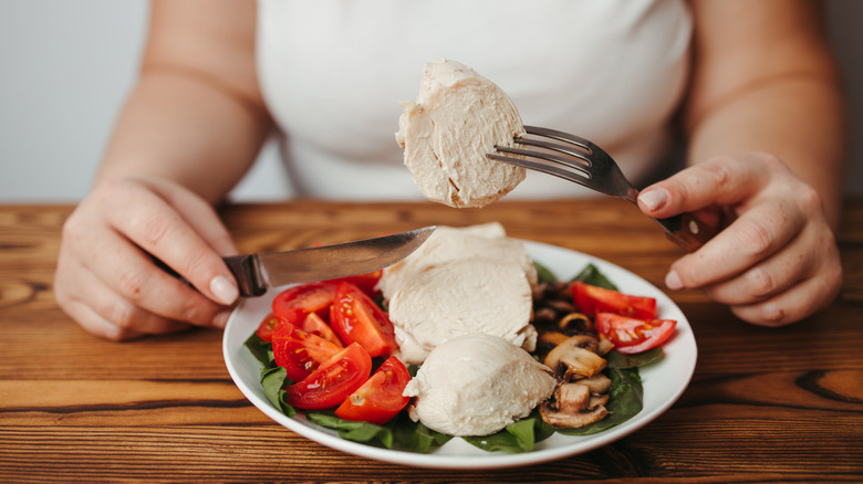 plate of chicken and salad