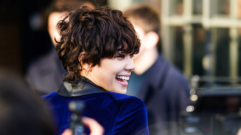 Curly soft crop pixie cut